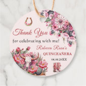 Pink Rustic Boho Western Charra Theme Quinceanera Bedankjes Labels (Achterkant)