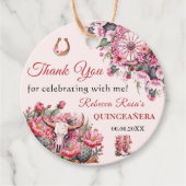 Pink Rustic Boho Western Charra Theme Quinceanera Bedankjes Labels (Voorkant)