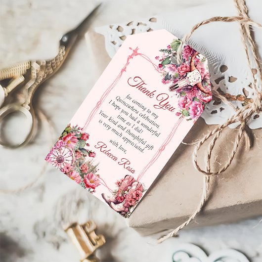 Pink Rustic Boho Western Charra Theme Quinceanera Cadeaulabel