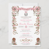 Pink Rustic Boho Western Charra Theme Quinceanera Kaart (Voorkant)