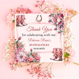 Pink Rustic Boho Western Charra Theme Quinceanera Servet