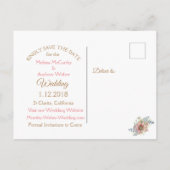 PInk Rustic Burlap Floral Wedding Save the Date Aankondigingskaart (Achterkant)