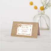 PInk Rustic Burlap Floral Wedding Table Number Plaatskaartje (Achterkant)