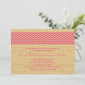 Pink Rustic Chevron Wedding Invite Kaart (Staand voorkant)