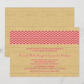 Pink Rustic Chevron Wedding Invite Kaart (Voorkant / Achterkant)