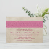 Pink Rustic Damask Wedding Invite Kaart (Staand voorkant)