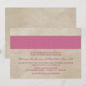 Pink Rustic Damask Wedding Invite Kaart (Voorkant / Achterkant)