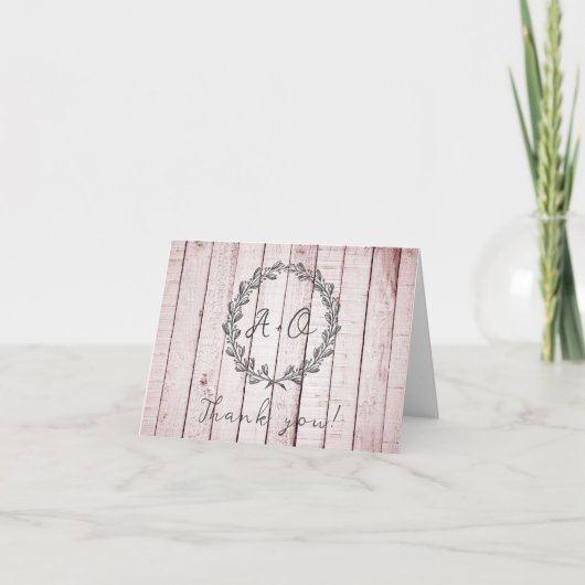 Pink Rustic Monogram Weddenschap Bedankt (Voorkant)