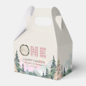 Pink Rustic One Happy Camper Birthday Bedankdoosjes (Voorkant Zijde)