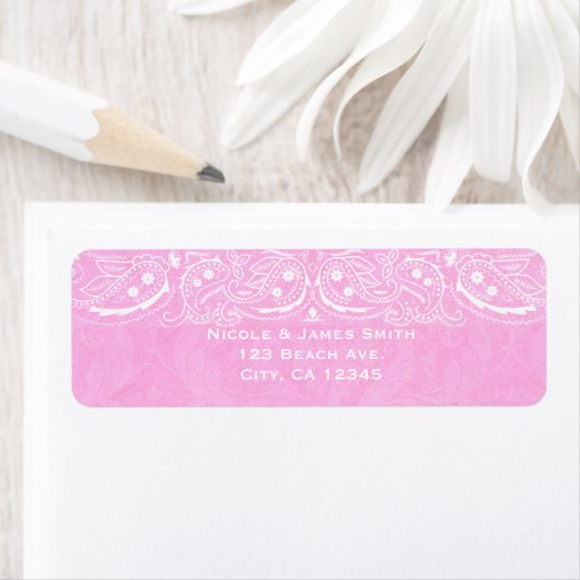 Pink Rustic Paisley Country Western Weddenschap Etiket (Insitu)