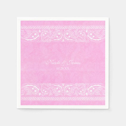 Pink Rustic Paisley Country Western Weddenschap Servet (Voorkant)