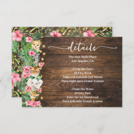 Pink Rustic Wild Safari Animals Baby Shower Detail Informatiekaartje
