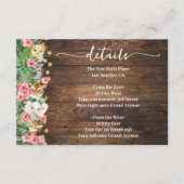 Pink Rustic Wild Safari Animals Baby Shower Detail Informatiekaartje (Voorkant)