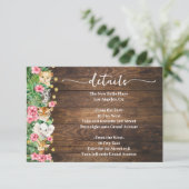 Pink Rustic Wild Safari Animals Baby Shower Detail Informatiekaartje (Staand voorkant)