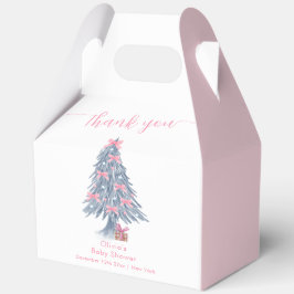 Pink Rustic Winter Bow Christmas Tree Baby Shower  Bedankdoosjes