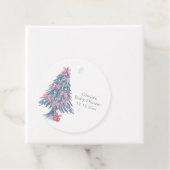 Pink Rustic Winter Bow Christmas Tree Baby Shower Bedankjes Labels (In situ)