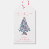 Pink Rustic Winter Bow Christmas Tree Baby Shower  Cadeaulabel (Voorkant)