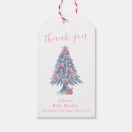 Pink Rustic Winter Bow Christmas Tree Baby Shower  Cadeaulabel