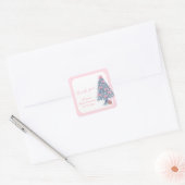 Pink rustic Winter Bow Christmas Tree Baby Shower  Vierkante Sticker (Envelop)