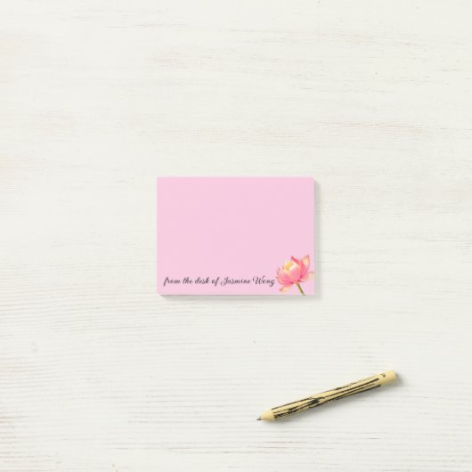 Pink Sacred Lotus persoonlijk Post-it® Notes (Op bureau)