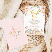 Pink Safari Animals Baby shower Dank je wel kaart