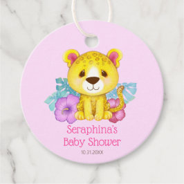 Pink Safari Leopard Baby shower Dank u wel Bedankjes Labels