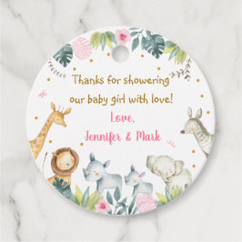 Pink Safari Oerwoud Baby shower Dank u wel Bedankjes Labels