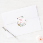 Pink Safari Oerwoud Baby shower Ronde Sticker (Envelop)