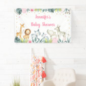 Pink Safari Oerwoud Baby shower Spandoek (Insitu)