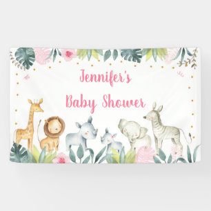 Pink Safari Oerwoud Baby shower Spandoek