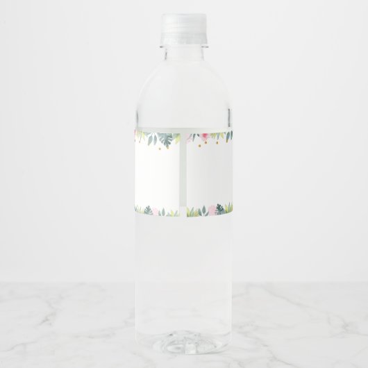 Pink Safari Oerwoud Baby shower Waterfles Etiket (Achterkant)