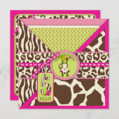 Pink Safari Oerwoud Monkey vijfde verjaardag Kaart (Voorkant / Achterkant)