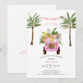 Pink Safari Oerwoud Palm Trees Girly Baby shower Kaart (Voorkant / Achterkant)