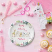 Pink Safari Oerwoud Party Animal Birthday Papieren Bordje (Feest)