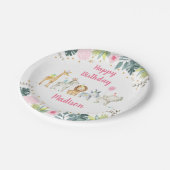 Pink Safari Oerwoud Party Animal Birthday Papieren Bordje (Gekanteld)