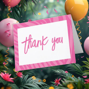 Pink Safari Oerwoud roept alle feestdieren op Bedankkaart