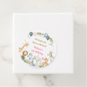 Pink Safari Party Animal Birthday Bedankjes Labels (In situ)