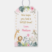 Pink Safari Party Animal Birthday Cadeaulabel (Voorkant)