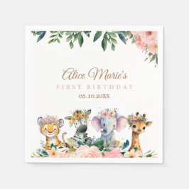 Pink Safari Theme Birthday Party Servet