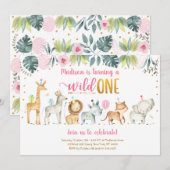 Pink Safari Wild Op een dag Kaart (Voorkant / Achterkant)