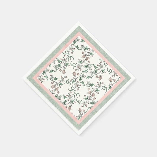 Pink Sage Green Floral  Partij Servet (Hoek)