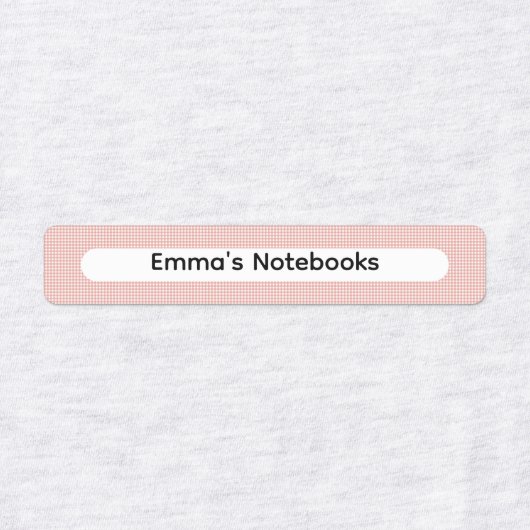 Pink & Sage Green Gingham Checker Custom Name Labels (Design 1)