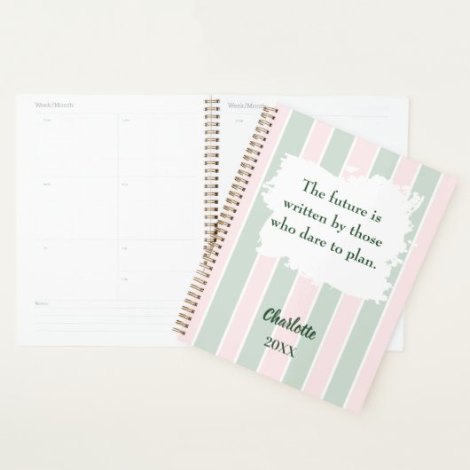 Pink sage green inspirational quote writing 2026 planner (Display)