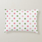 Pink & Sage Green Pastel Polka Dot Accent Kussen (Achterkant)