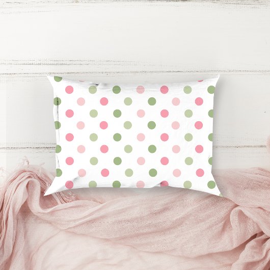 Pink & Sage Green Pastel Polka Dot Accent Kussen
