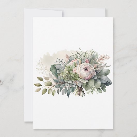 Pink Sage Green Peony Greenery Bachelorette Party Kaart (Achterkant)