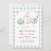 Pink Sage Green Preppy Pumpkin Baby shower Kaart (Voorkant)