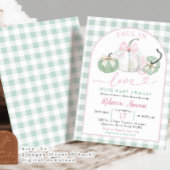 Pink Sage Green Preppy Pumpkin Baby shower Kaart