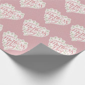 Pink Sage Happy Moederdag Typography Hart Cadeaupapier (Hoek)