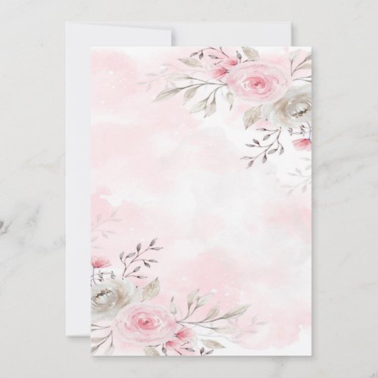 Pink Sage Peony Deer Antlers Couples Shower Invite (Achterkant)